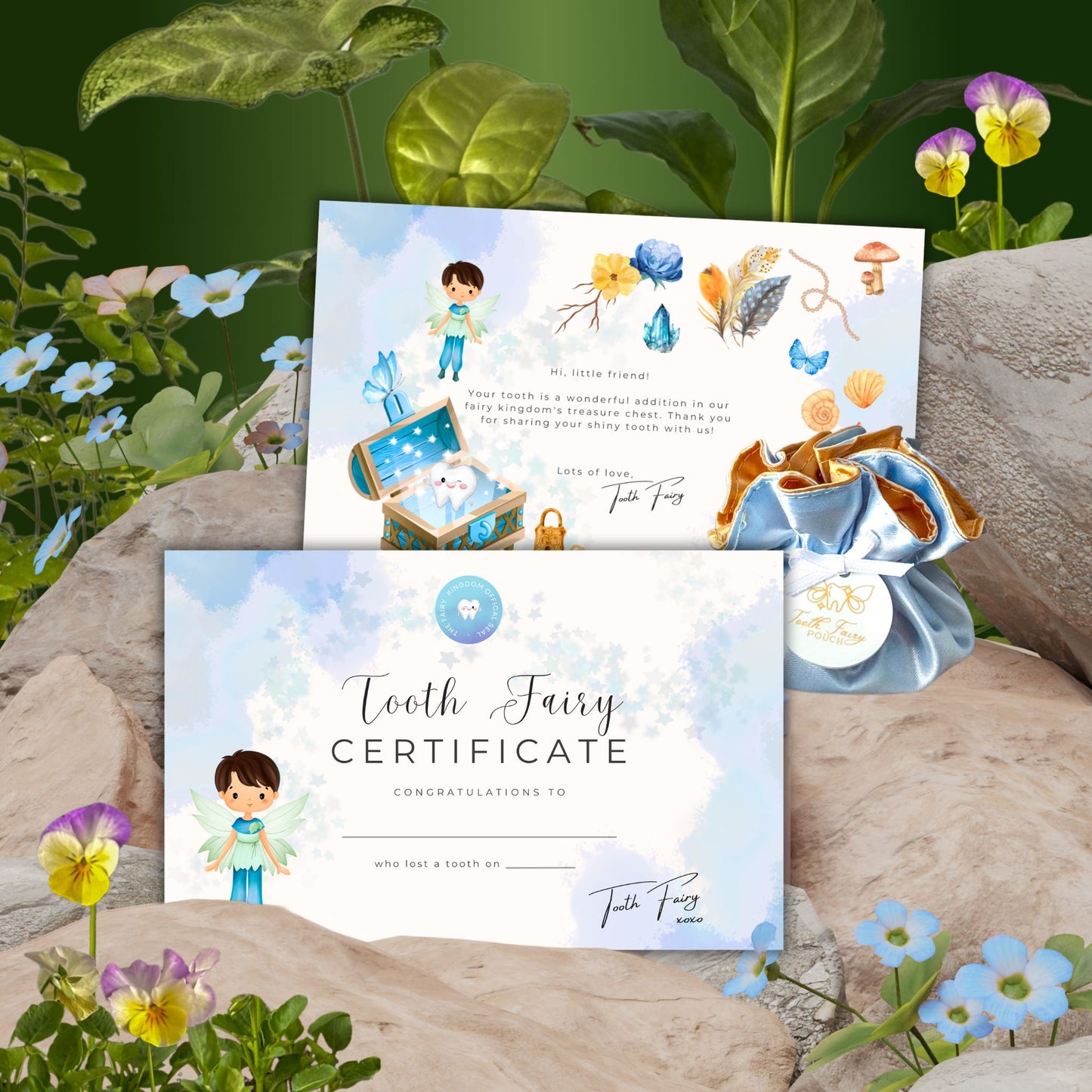 Tooth Fairy Enchanted Card Set in Blue