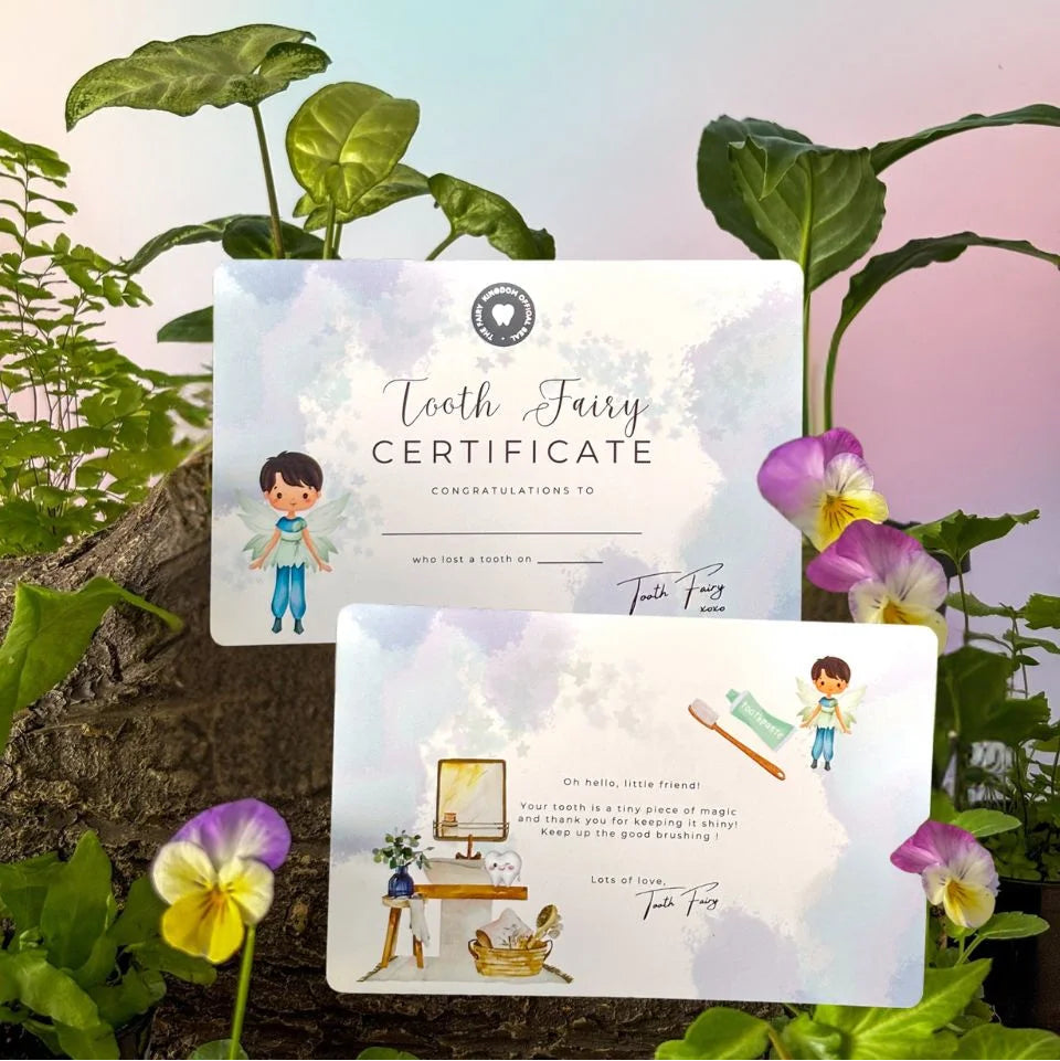 Tooth Fairy Set in Blue Both Side of the Certificate