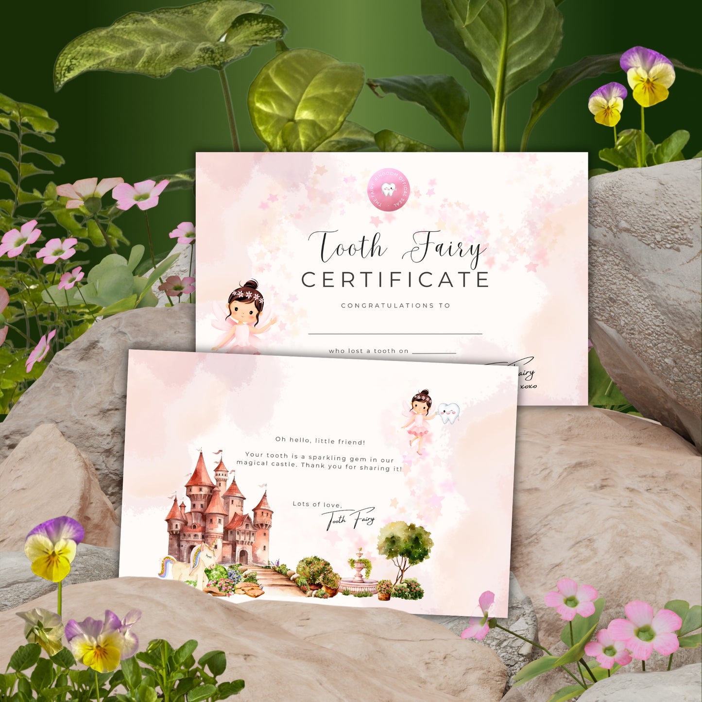 Tooth Fairy Enchanted Card Set in Pink