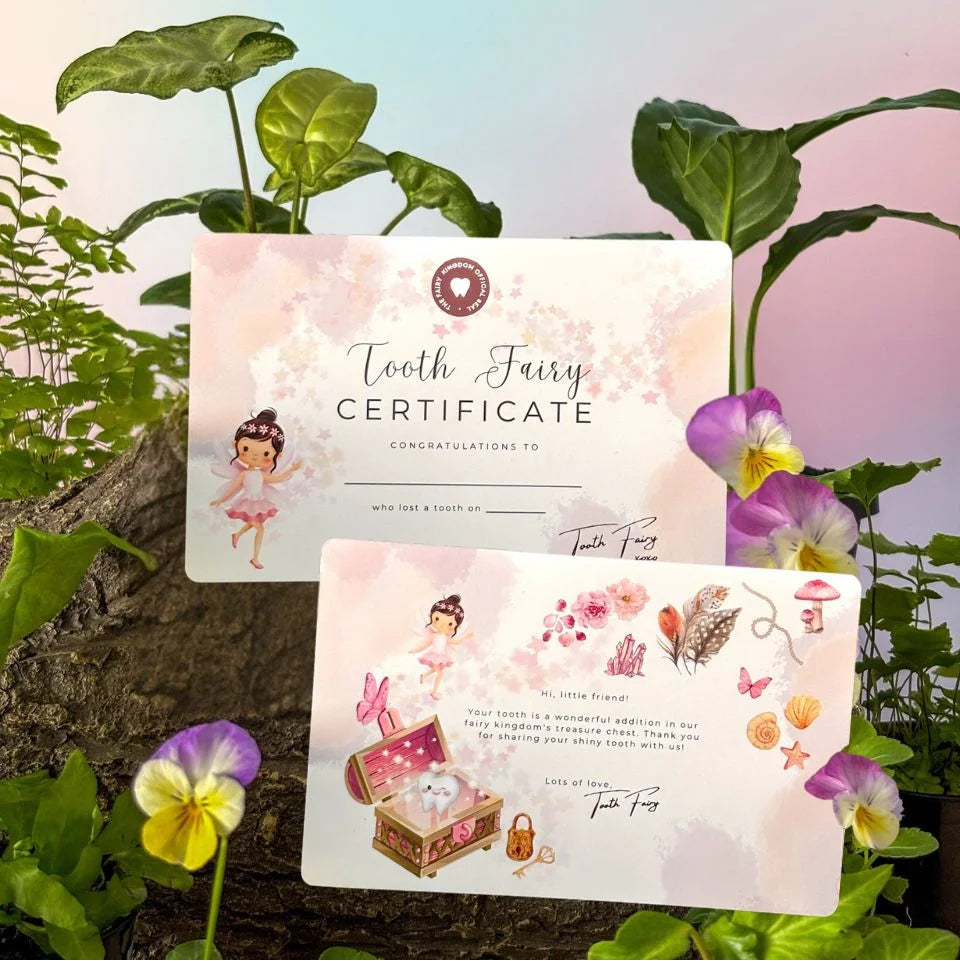 Tooth Fairy Set in Pink Each Side of Certificate 1
